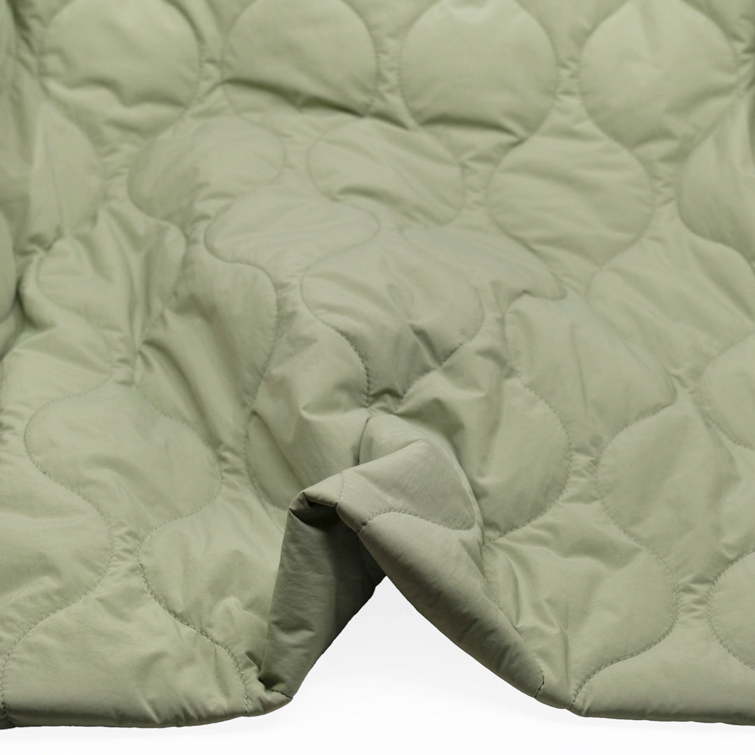 Wavy Quilted Nylon Puffer - Eucalyptus | Blackbird Fabrics