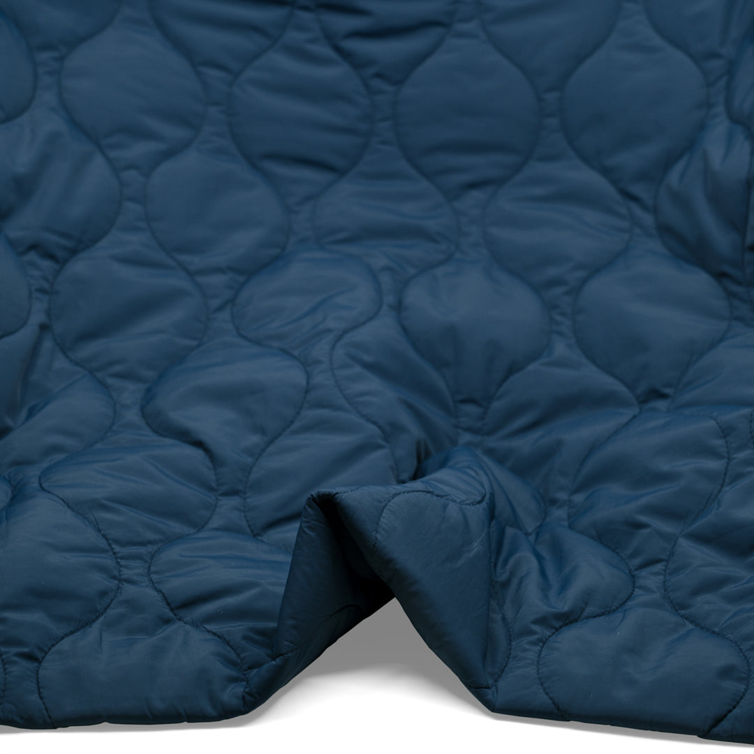 Wavy Quilted Nylon Puffer - Ocean | Blackbird Fabrics