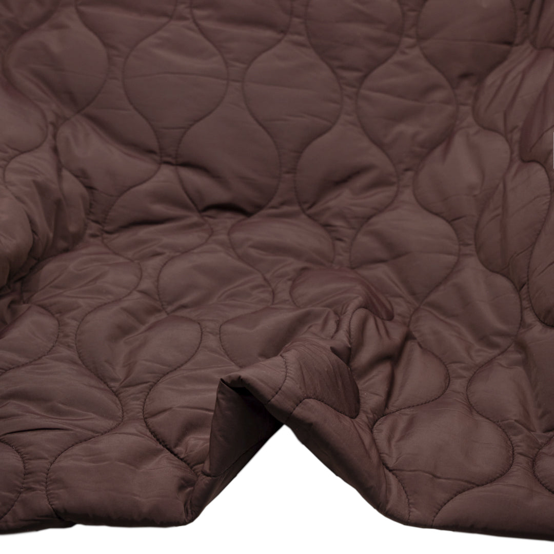 Wavy Quilted Nylon Puffer - Cabernet | Blackbird Fabrics