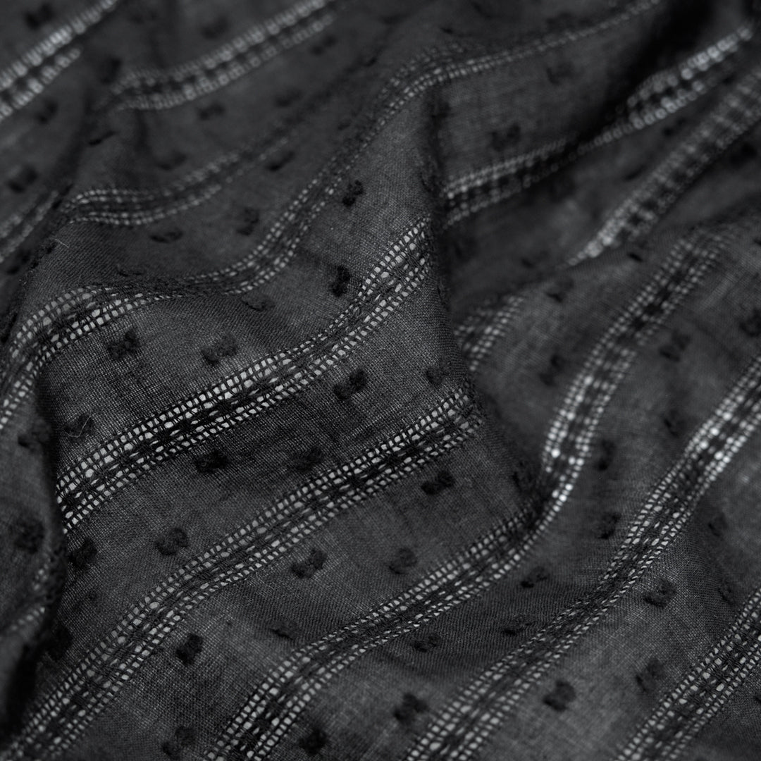 Delicate Stripe Cotton Dobby - Black | Blackbird Fabrics