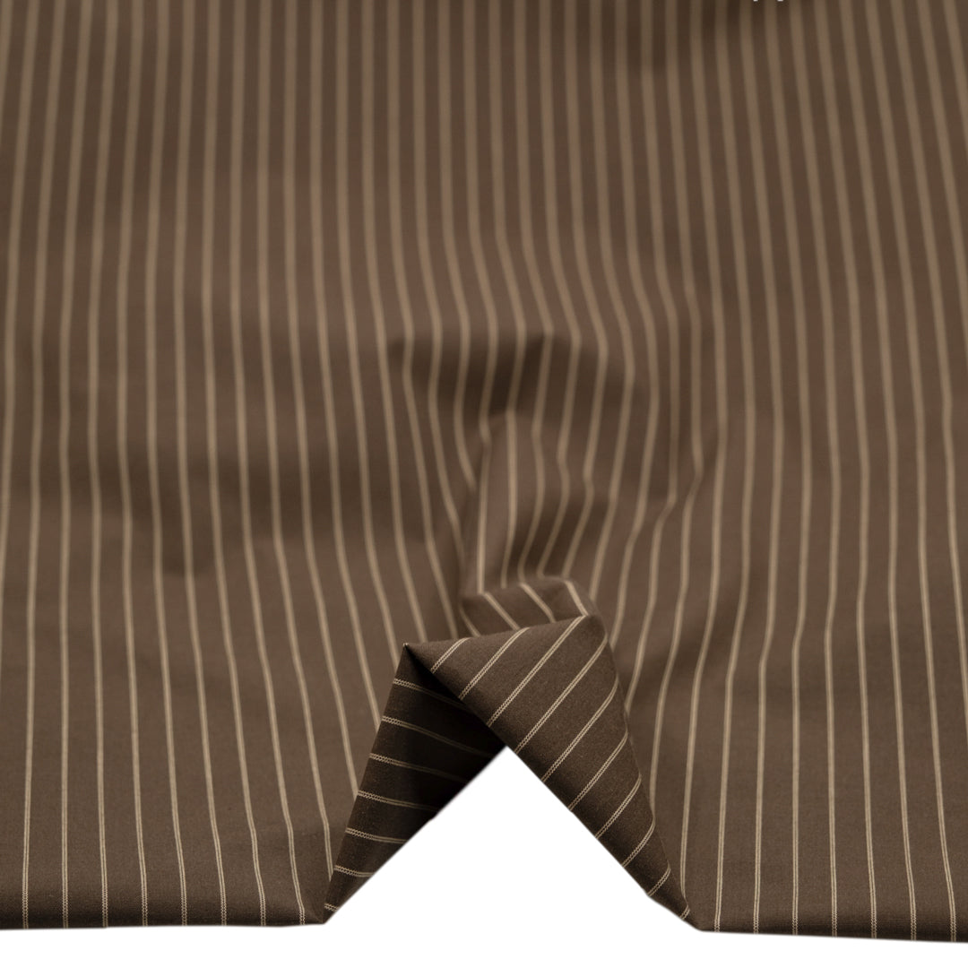 Chalk Stripe Cotton Shirting - Russet/Biscuit | Blackbird Fabrics