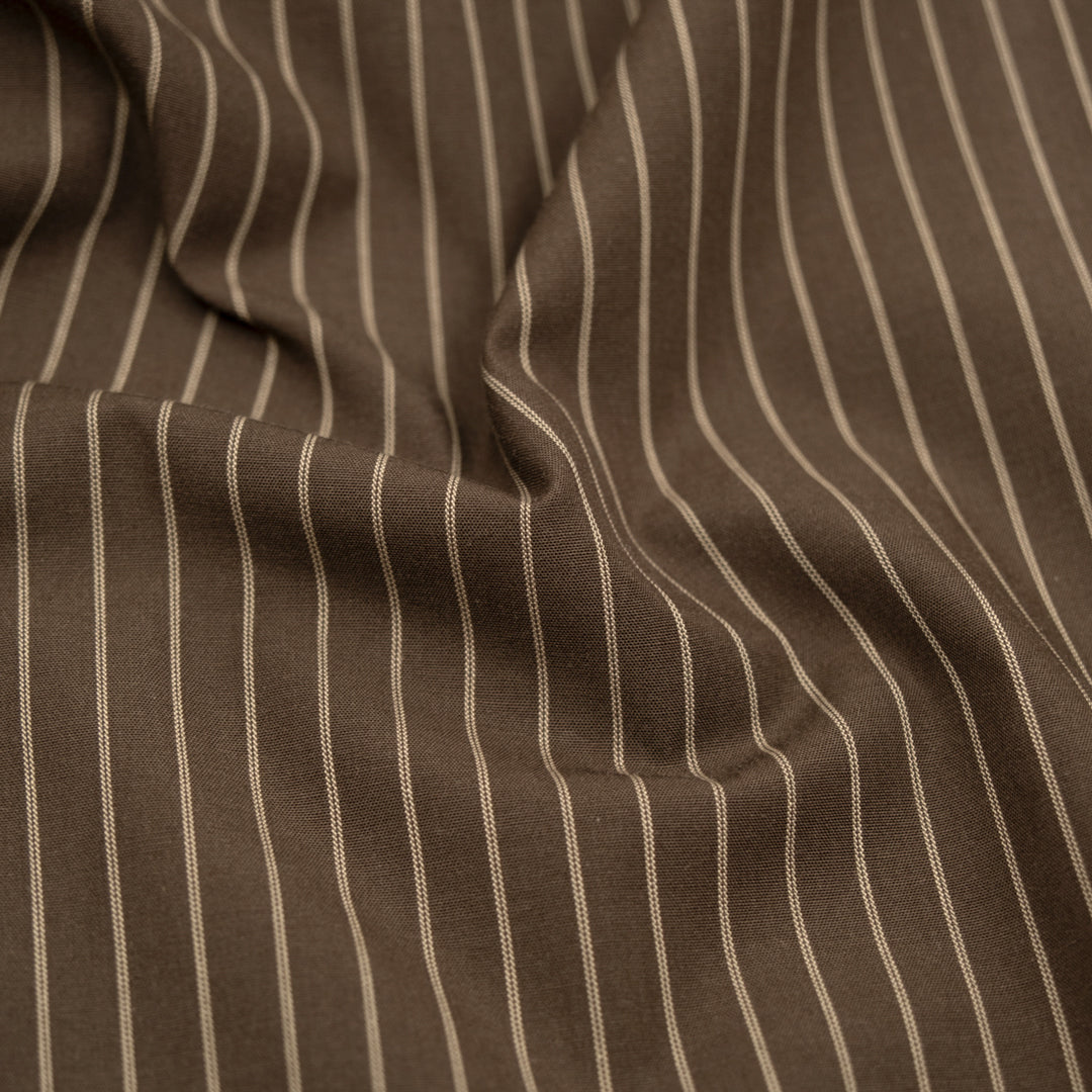 Chalk Stripe Cotton Shirting - Russet/Biscuit | Blackbird Fabrics