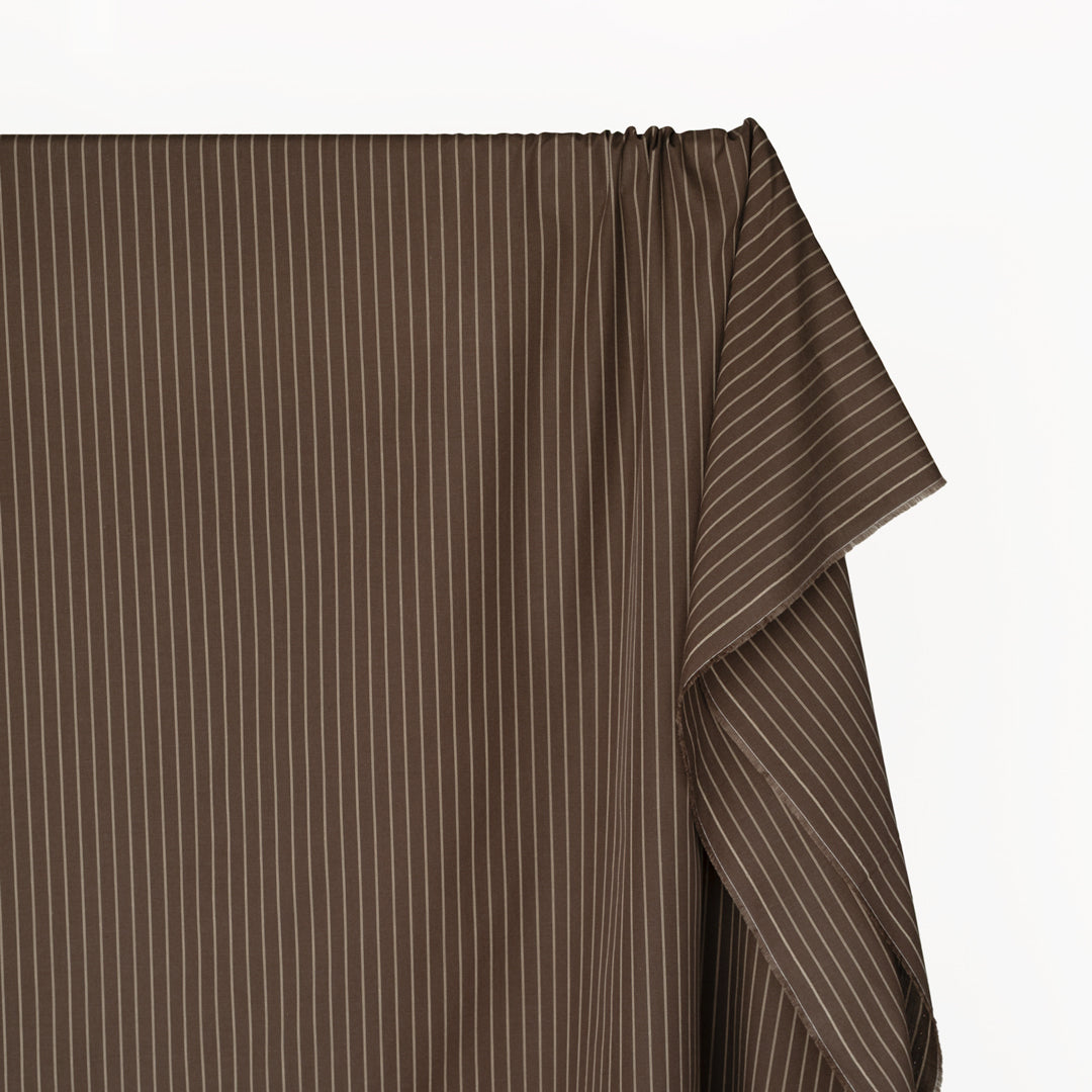 Chalk Stripe Cotton Shirting - Russet/Biscuit | Blackbird Fabrics