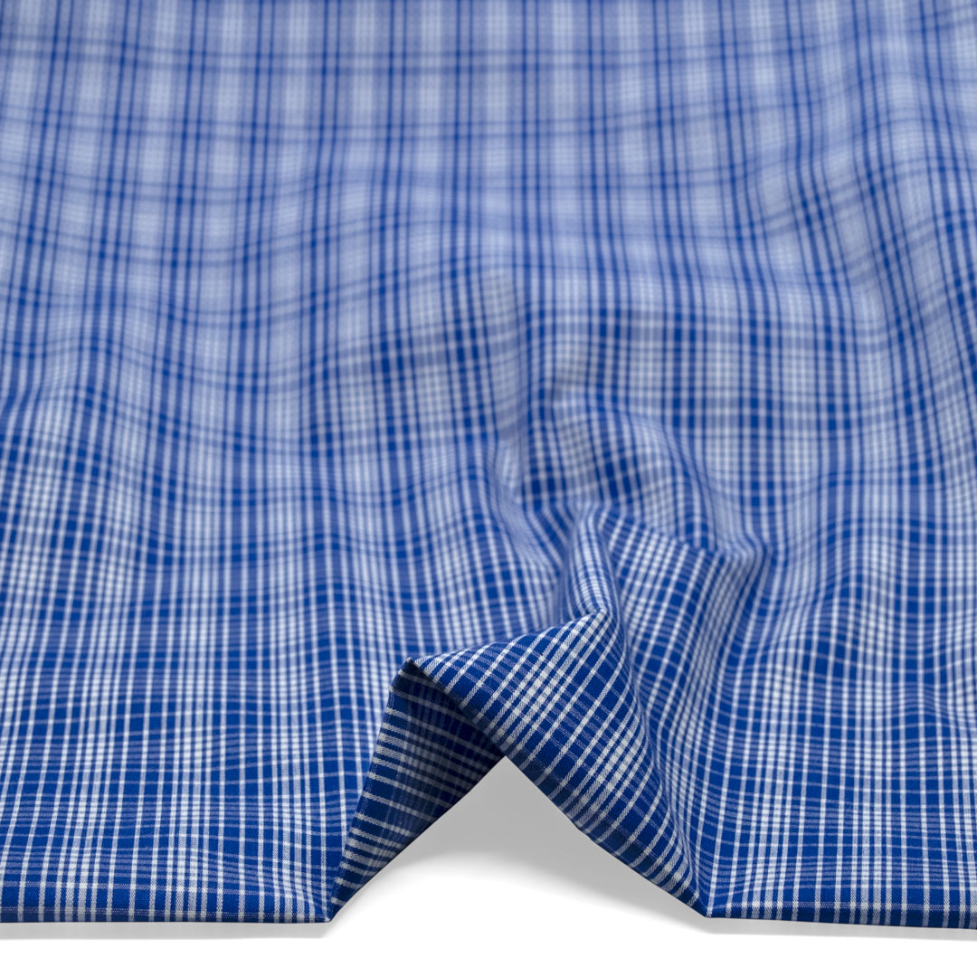 Blueprint Plaid Cotton Shirting - Lapis | Blackbird Fabrics