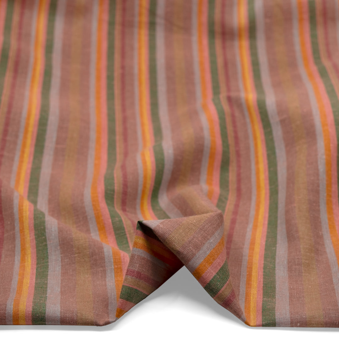 Sunset Stripe Hemp Lyocell Blend - Rosette/Multi | Blackbird Fabrics