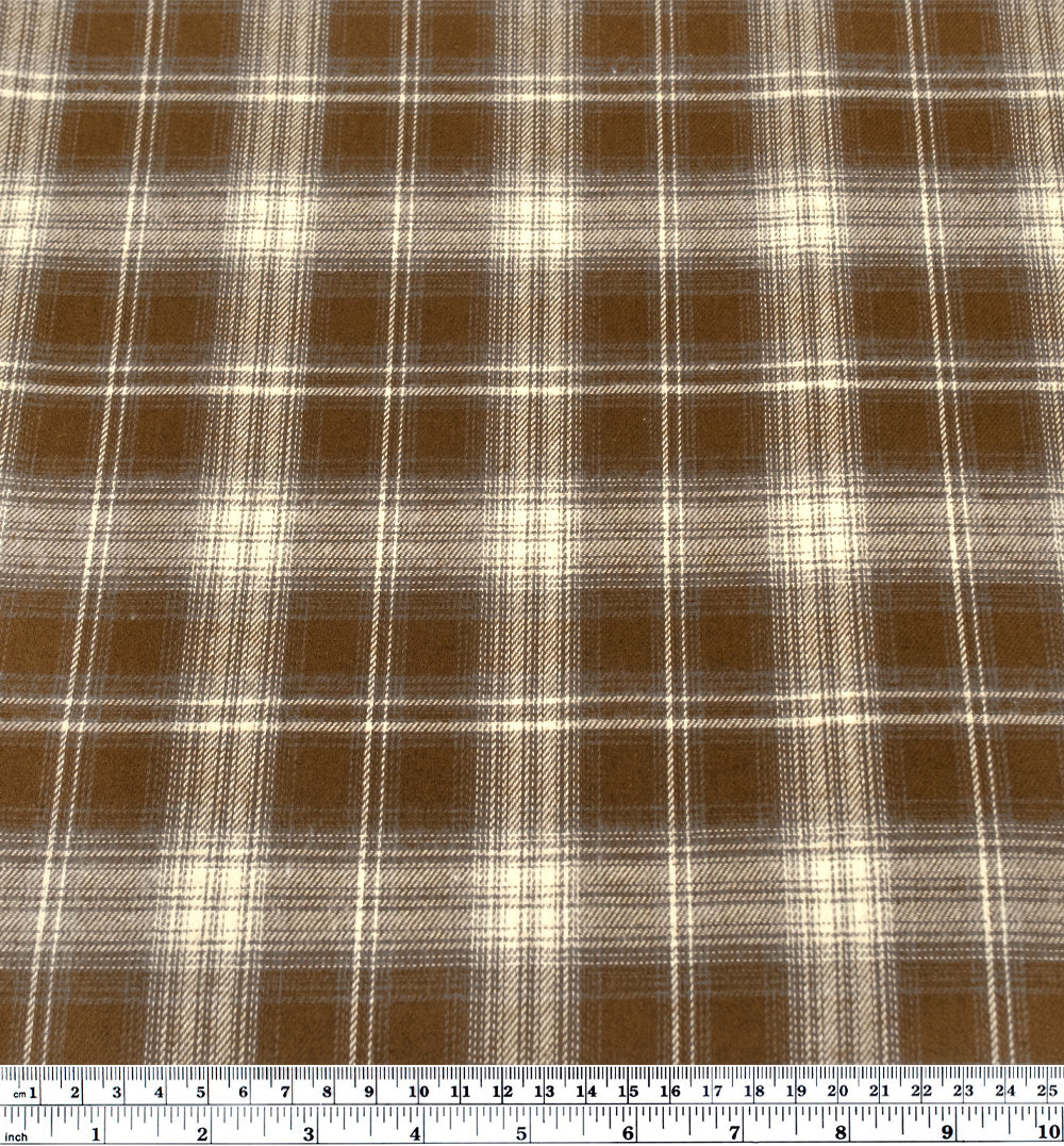 Smolder Plaid Cotton Flannel - Tobacco/Ivory | Blackbird Fabrics