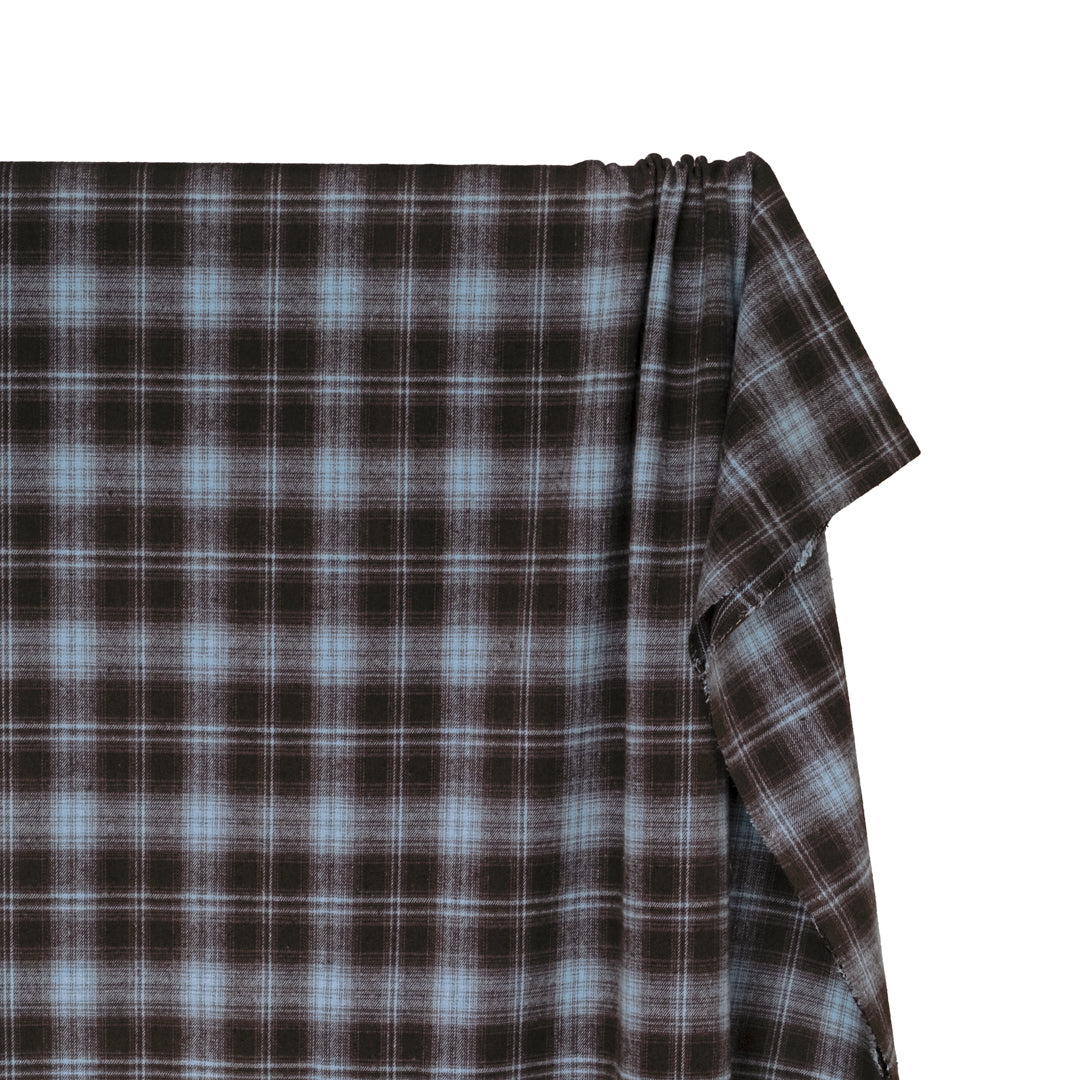 Smolder Plaid Cotton Flannel - Fudge/Ice Blue | Blackbird Fabrics