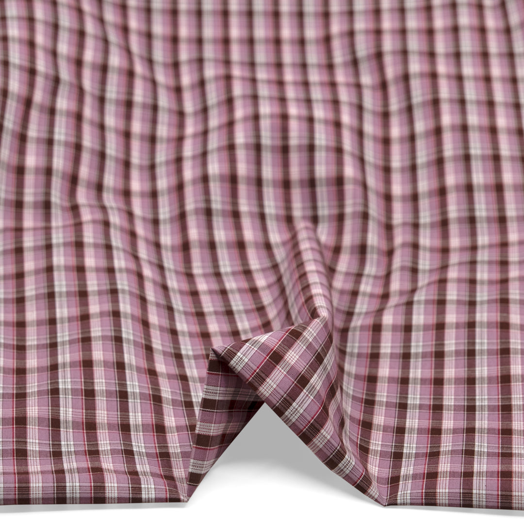 Mini Plaid Cotton Shirting - Thistle/Cabernet | Blackbird Fabrics