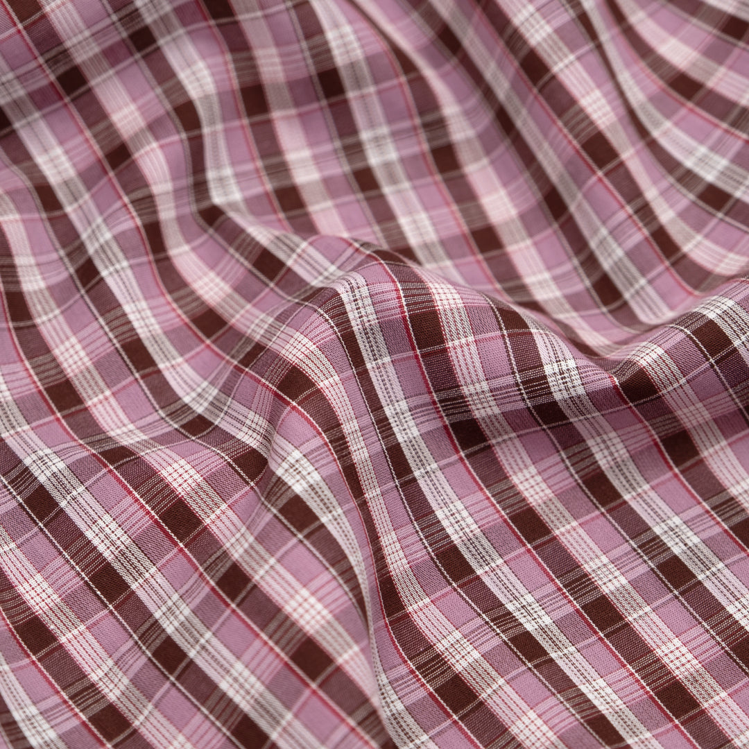 Mini Plaid Cotton Shirting - Thistle/Cabernet | Blackbird Fabrics