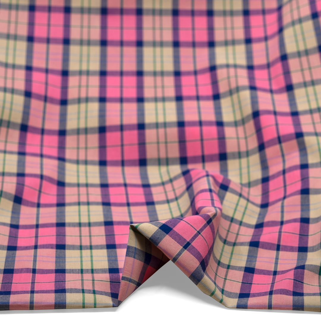 Vivid Plaid Cotton Shirting - Taffy/Multi | Blackbird Fabrics
