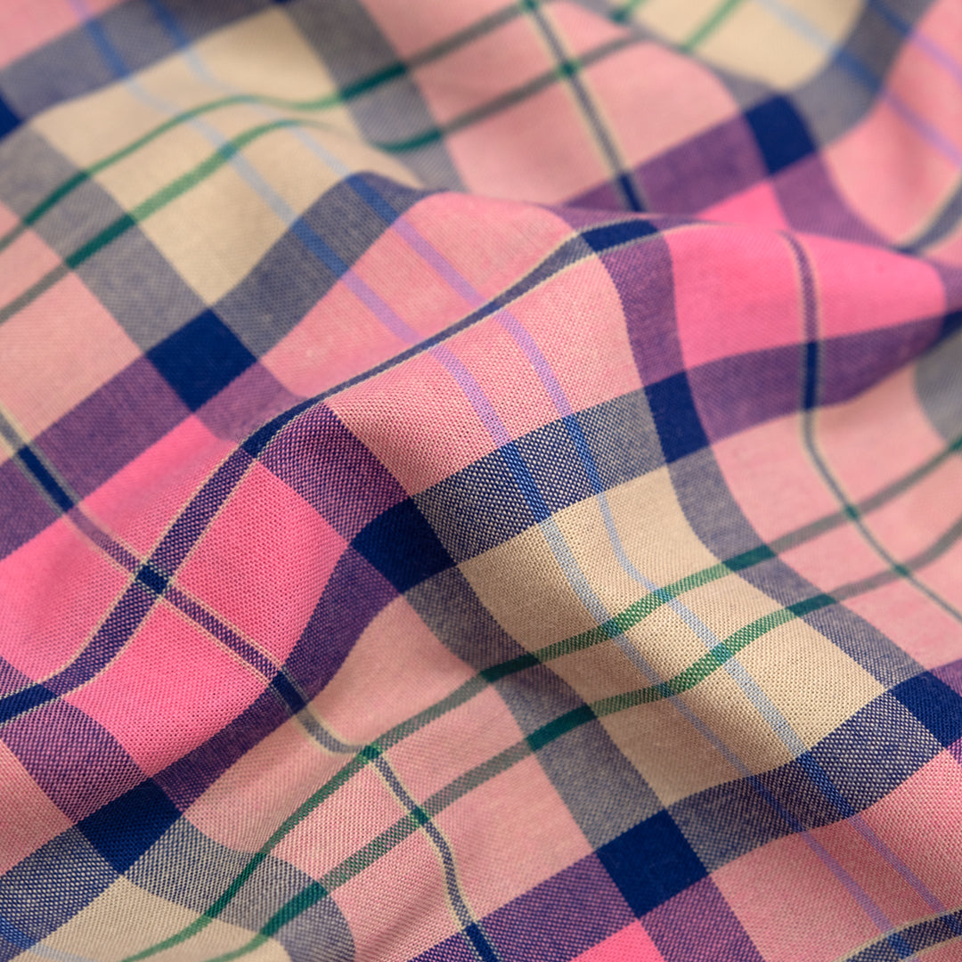 Vivid Plaid Cotton Shirting - Taffy/Multi | Blackbird Fabrics