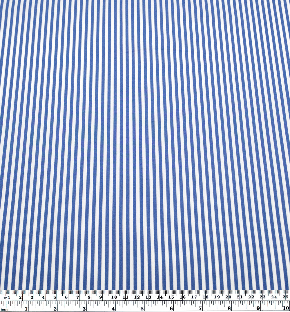 Candy Stripe Brushed Cotton Shirting - Lapis/White | Blackbird Fabrics