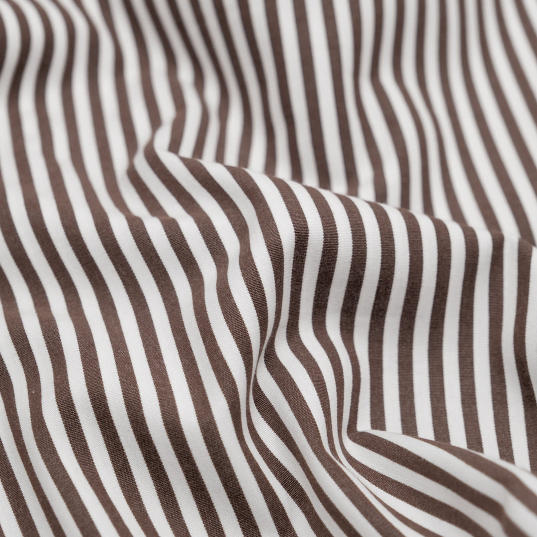 Candy Stripe Brushed Cotton Shirting - Umber/White | Blackbird Fabrics