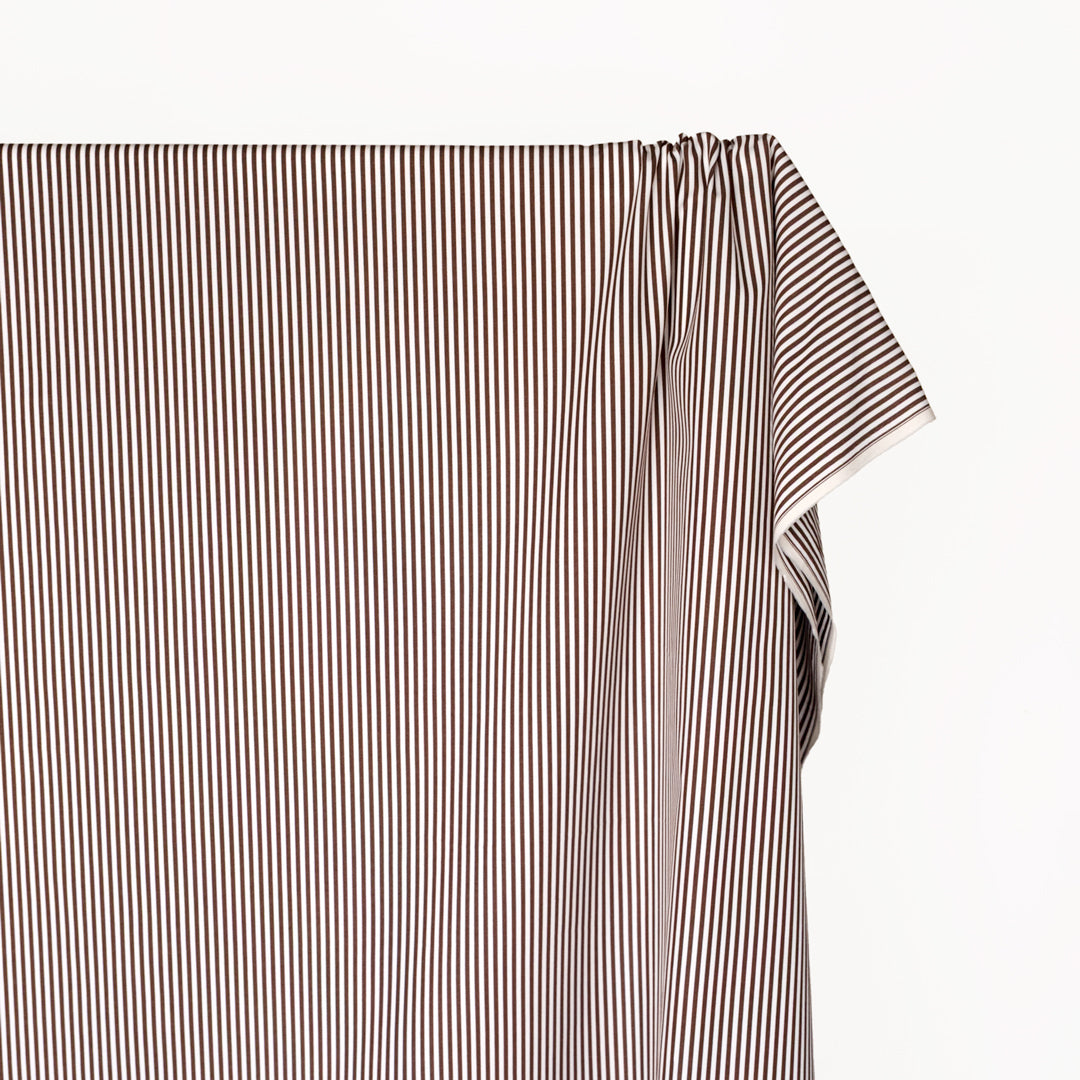 Candy Stripe Brushed Cotton Shirting - Umber/White | Blackbird Fabrics