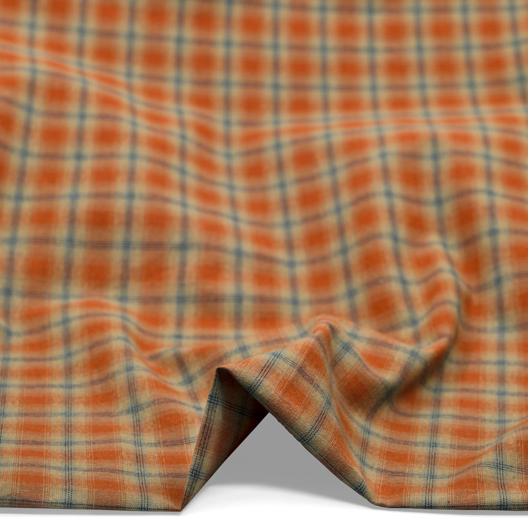 Retro Plaid Cotton Shirting - Yam/Multi | Blackbird Fabrics
