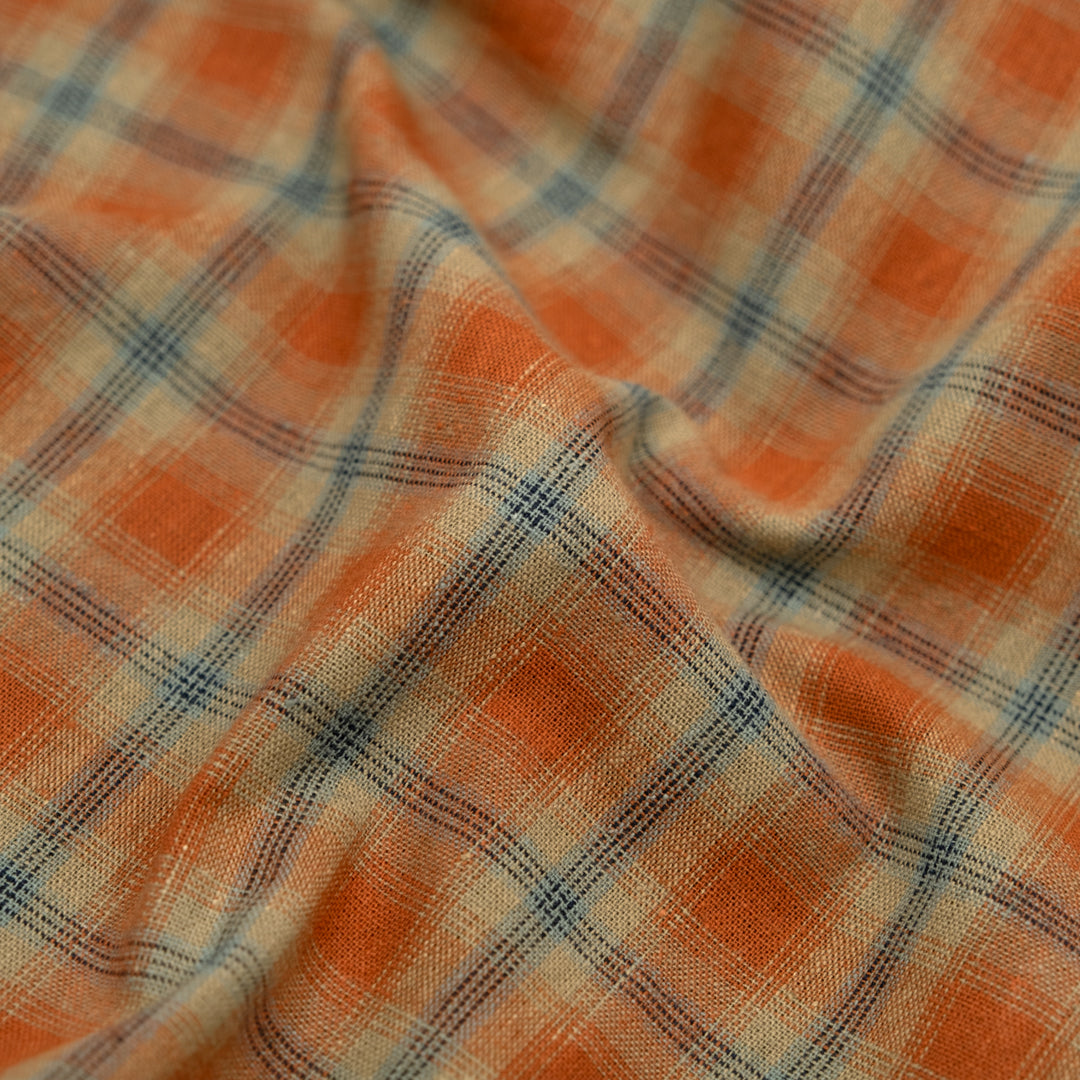 Retro Plaid Cotton Shirting - Yam/Multi | Blackbird Fabrics