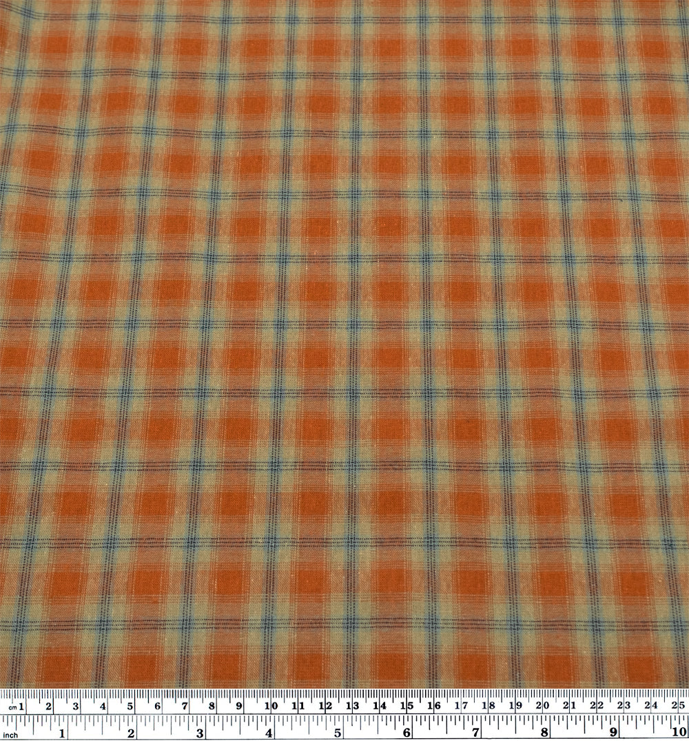 Retro Plaid Cotton Shirting - Yam/Multi | Blackbird Fabrics