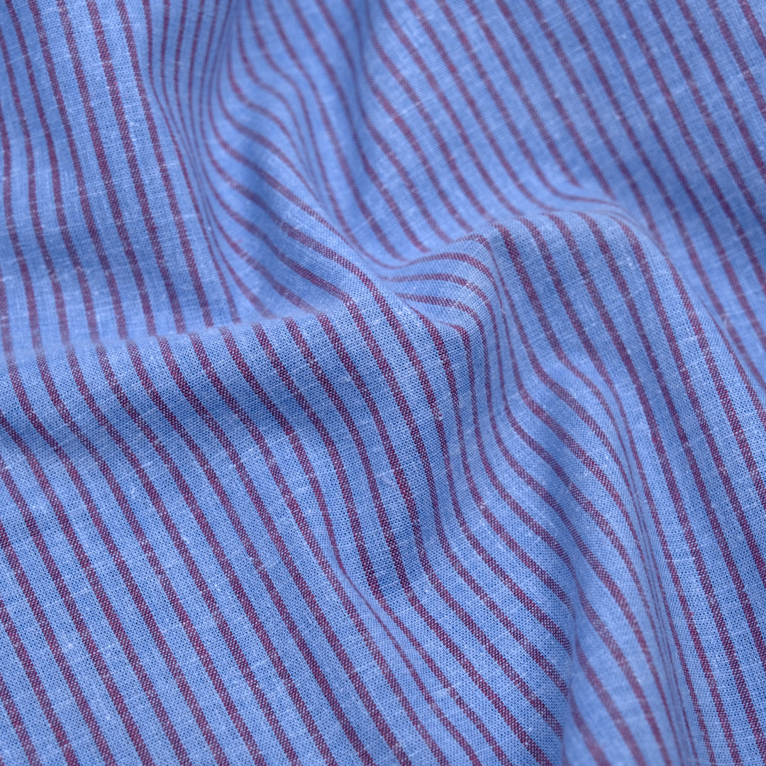Striped Stretch Hemp Lyocell Blend - Cornflower/Berry | Blackbird Fabrics
