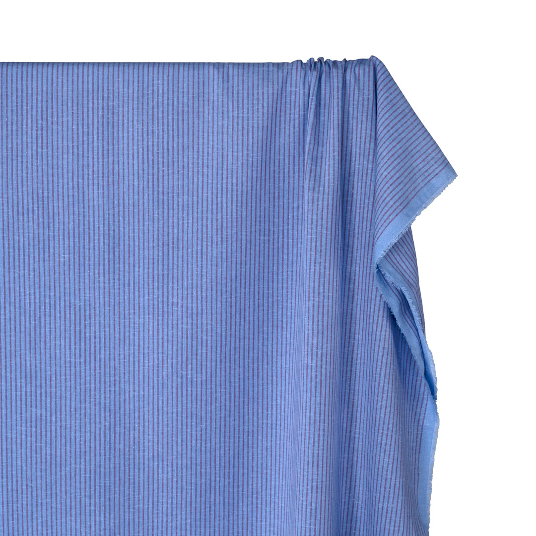 Striped Stretch Hemp Lyocell Blend - Cornflower/Berry | Blackbird Fabrics