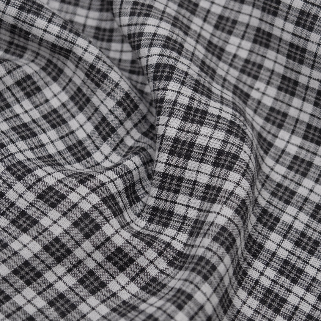 Plaid Hemp Lyocell Blend - Black/Cloud | Blackbird Fabrics