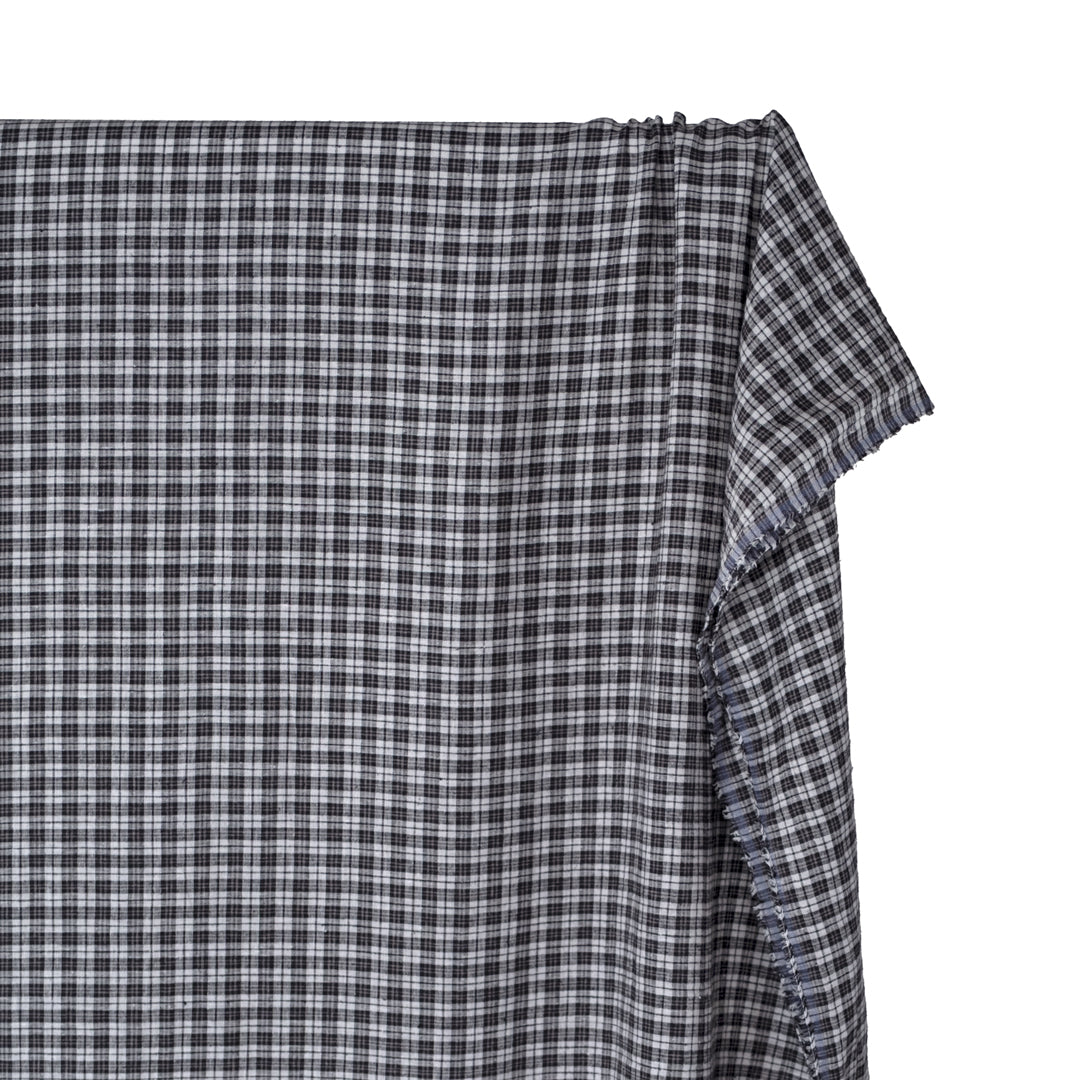 Plaid Hemp Lyocell Blend - Black/Cloud | Blackbird Fabrics