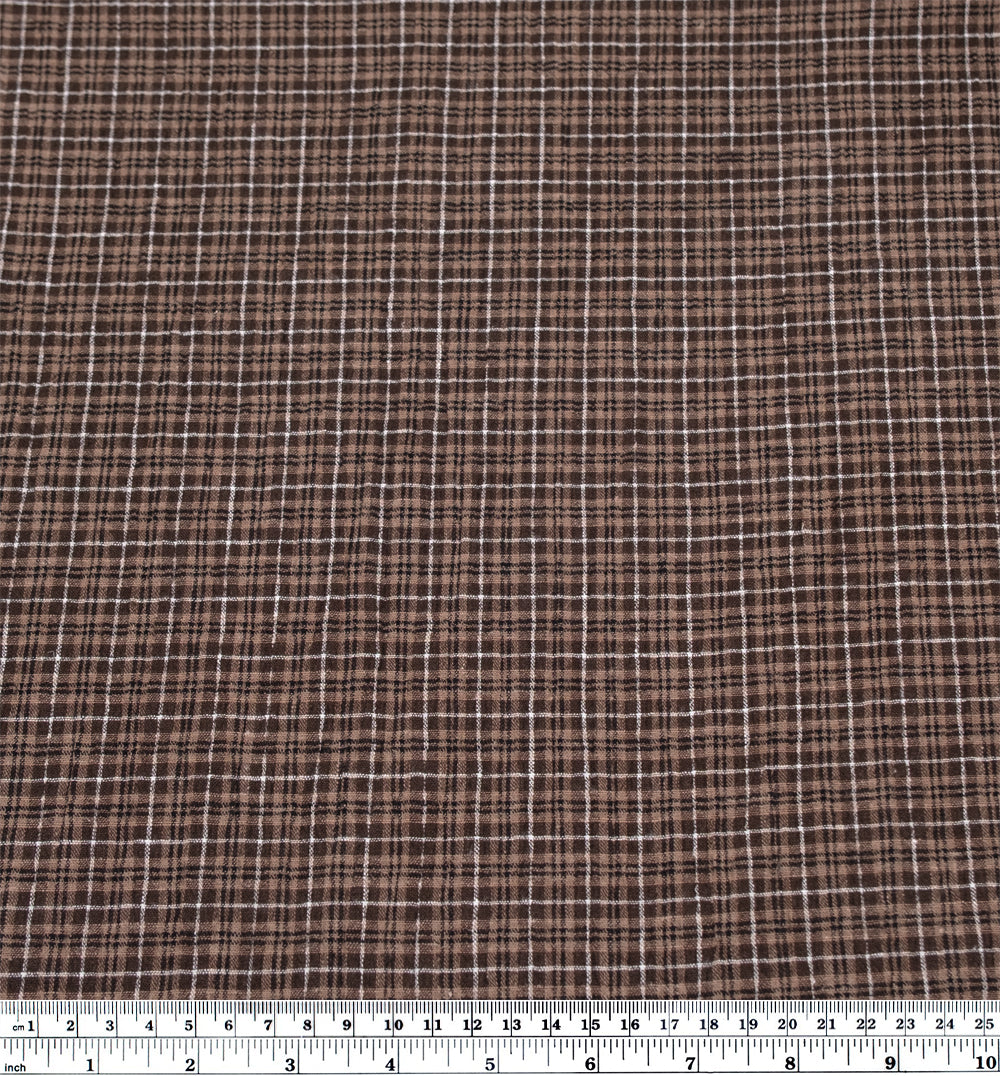 Plaid Hemp Lyocell Blend Seersucker - Umber/Crimini | Blackbird Fabrics
