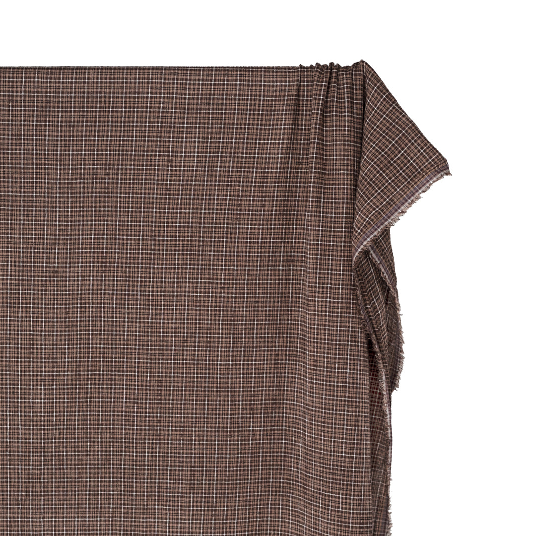Plaid Hemp Lyocell Blend Seersucker - Umber/Crimini | Blackbird Fabrics
