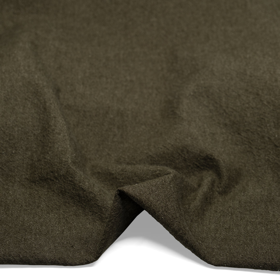 9oz Stonewashed Denim - Olive Drab | Blackbird Fabrics
