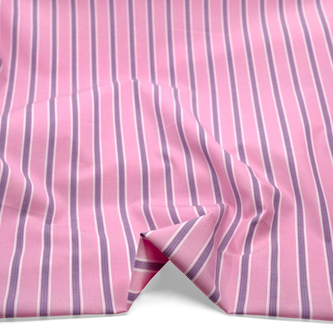 Taffy Stripe Cotton Shirting - Candy Floss | Blackbird Fabrics