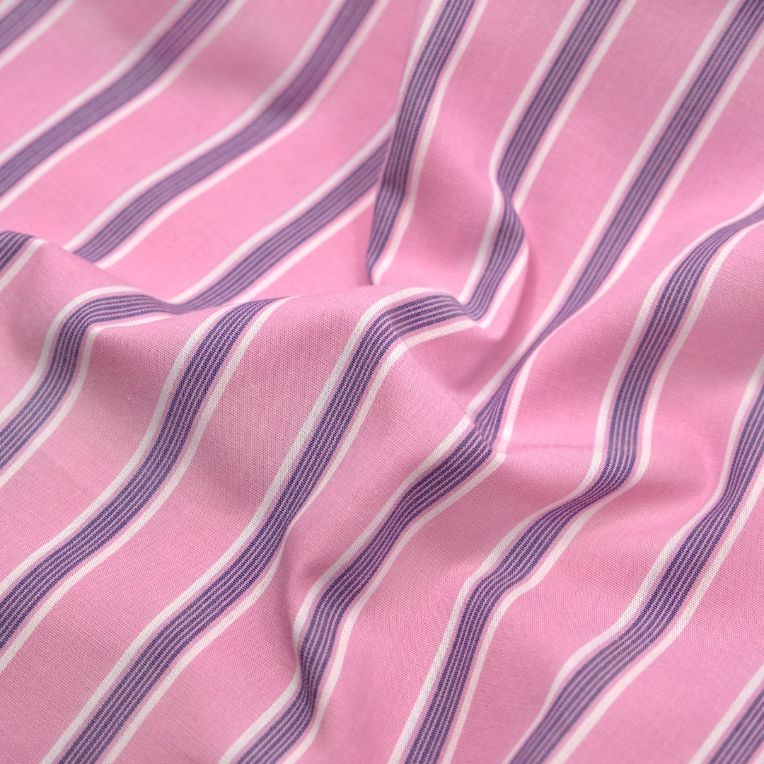 Taffy Stripe Cotton Shirting - Candy Floss | Blackbird Fabrics