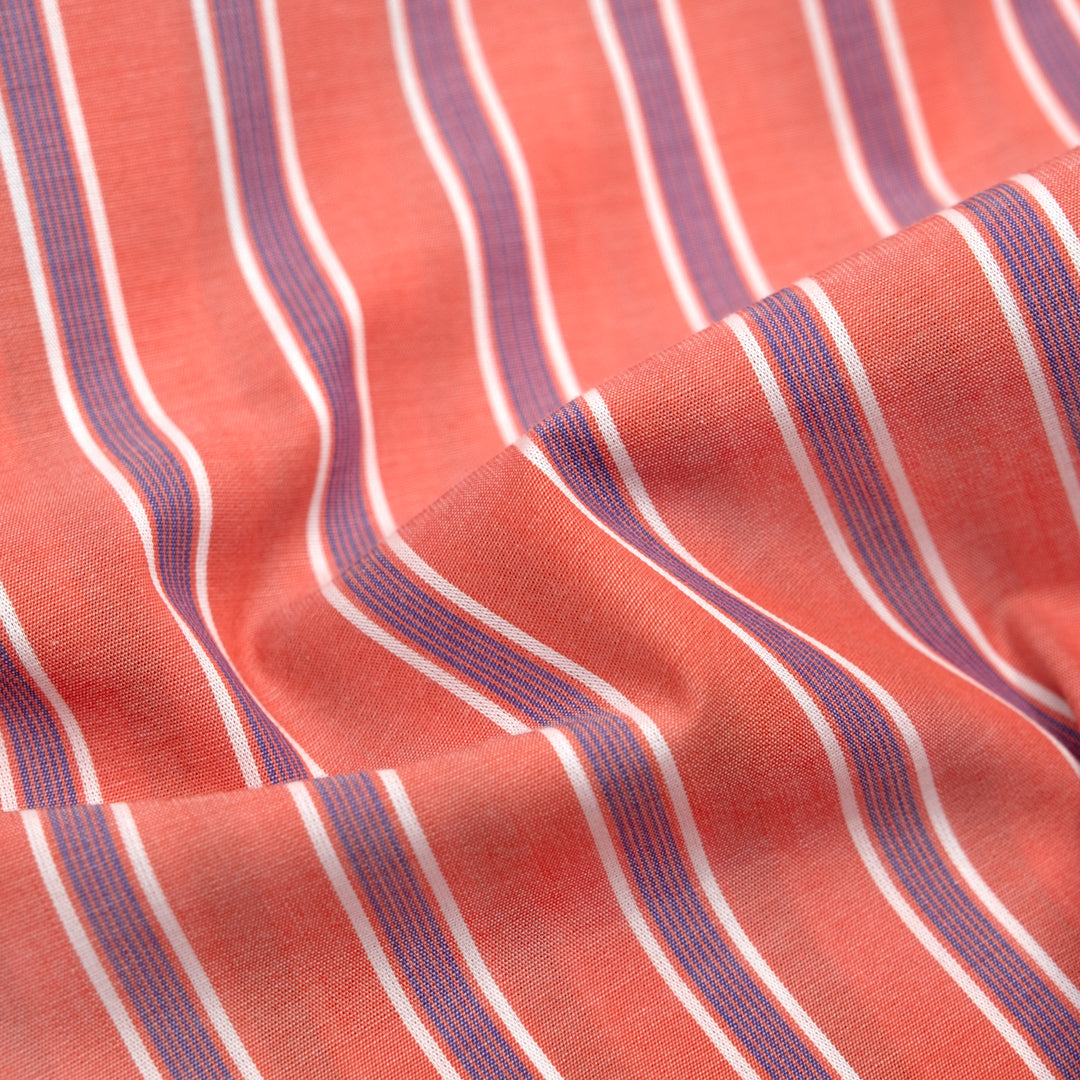Taffy Stripe Cotton Shirting - Guava | Blackbird Fabrics