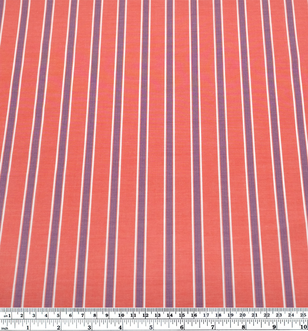 Taffy Stripe Cotton Shirting - Guava | Blackbird Fabrics