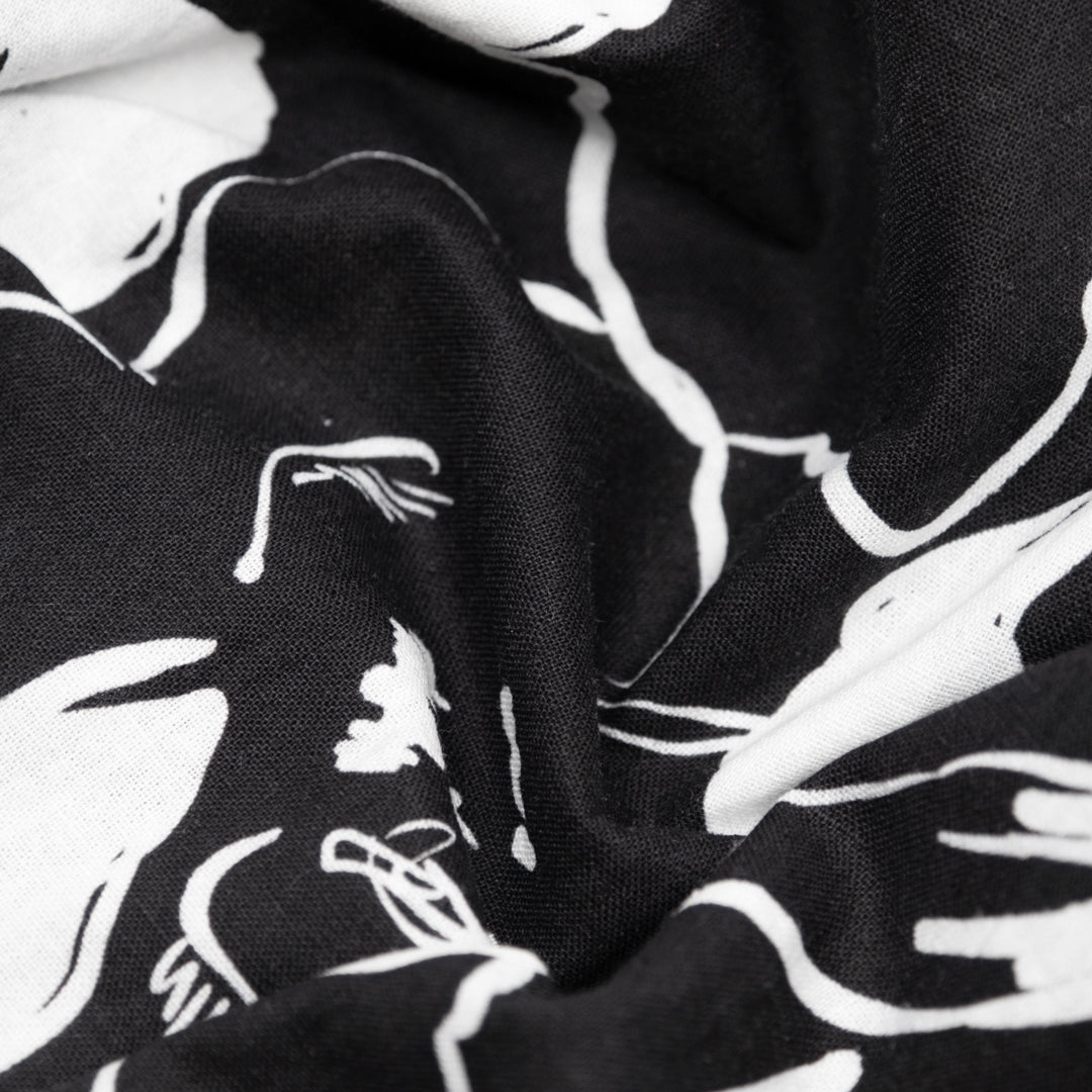 Bold Blooms Linen Cotton Blend- Black/White | Blackbird Fabrics