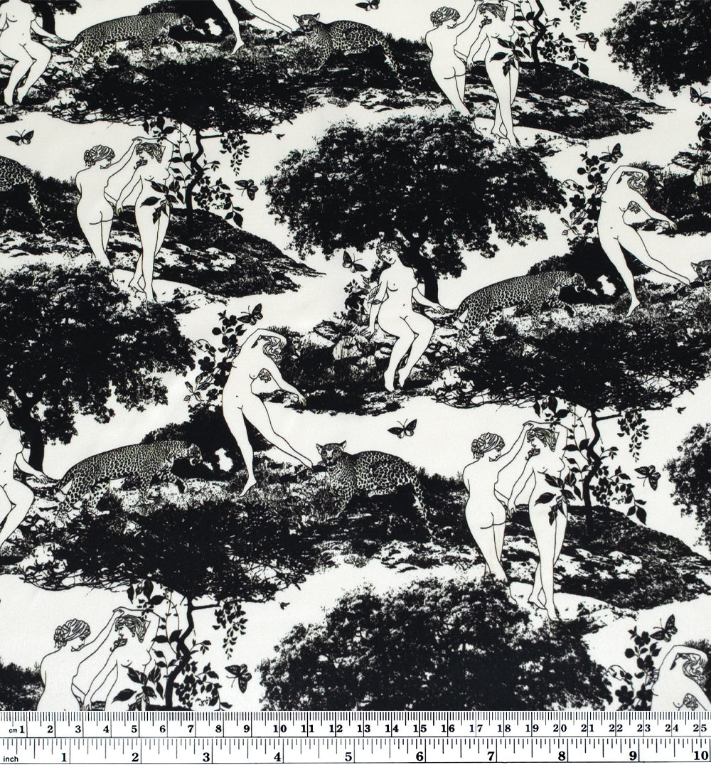 Deadstock Au Naturel Silk Charmeuse - White/Black | Blackbird Fabrics