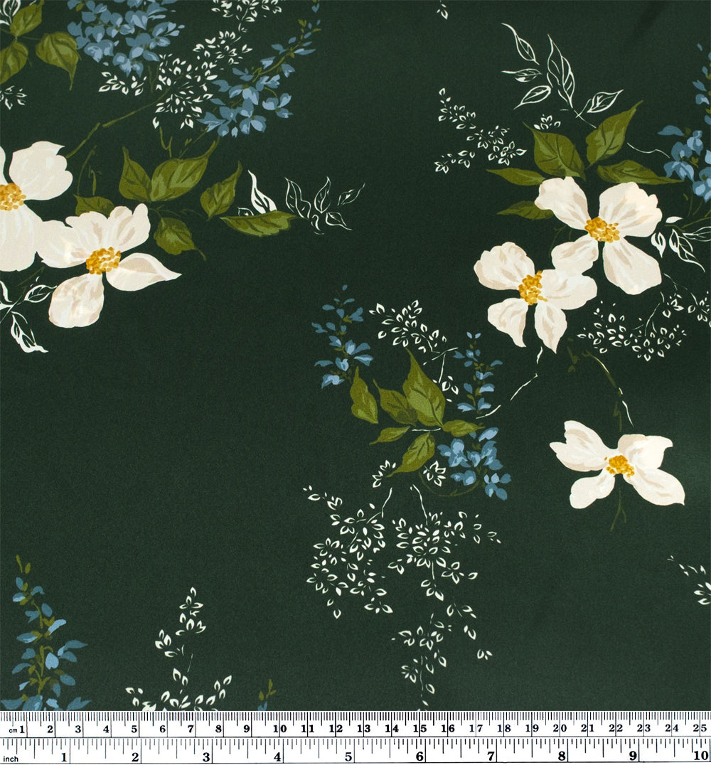 Deadstock Soirée Silk Charmeuse - Forest/Parchment | Blackbird Fabrics