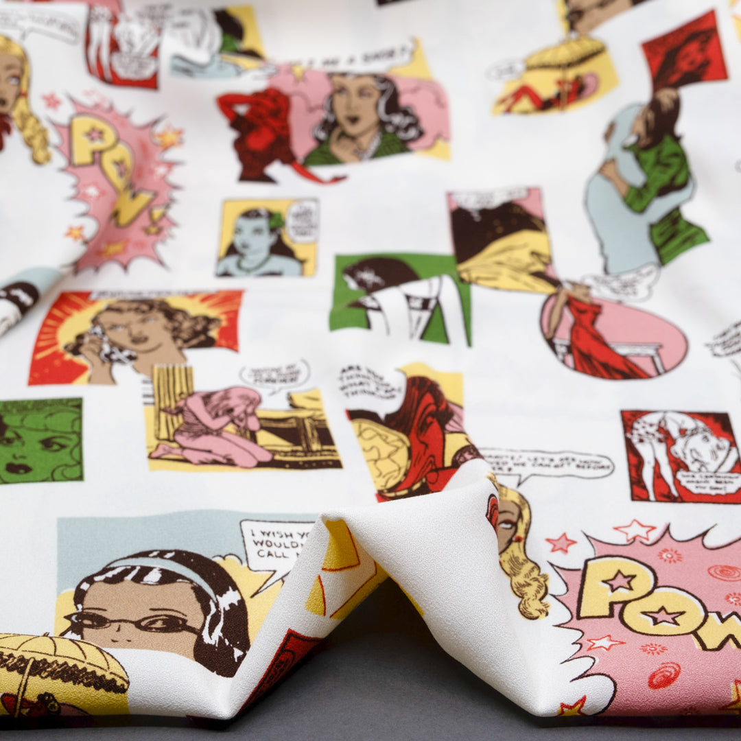 Deadstock Femme Fatale Viscose Crepe - White/Multi | Blackbird Fabrics