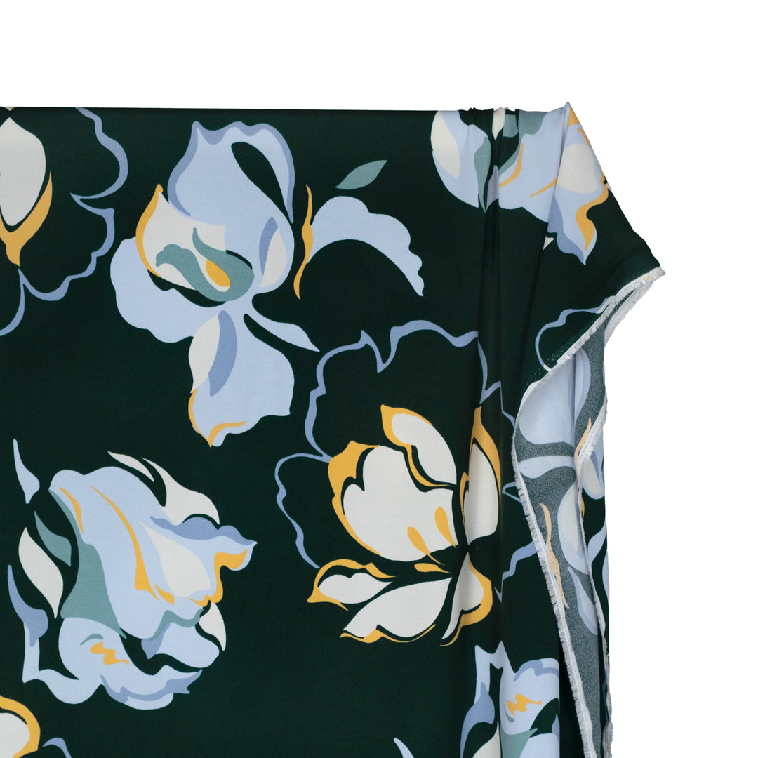 Deadstock Symphony Viscose Crepe - Pine/Baby Blue | Blackbird Fabrics