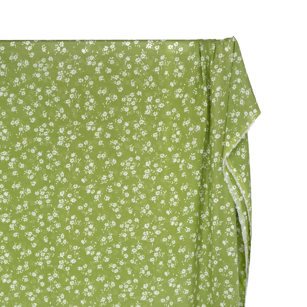 Deadstock April Viscose Georgette - Spring Green/White | Blackbird Fabrics