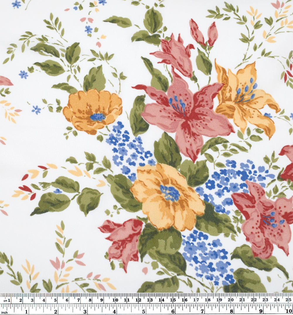 Deadstock Spring Lily Viscose Georgette - White/Multi | Blackbird Fabrics
