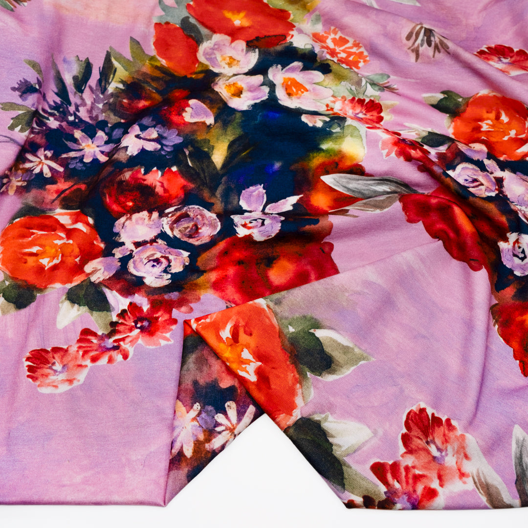 Deadstock Floral Euphoria Viscose Jersey - Candy Pink | Blackbird Fabrics