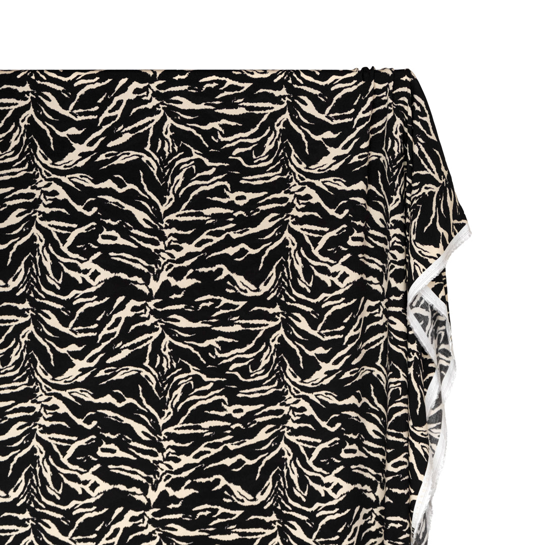 Deadstock Inky Viscose Challis - Black/Ivory | Blackbird Fabrics