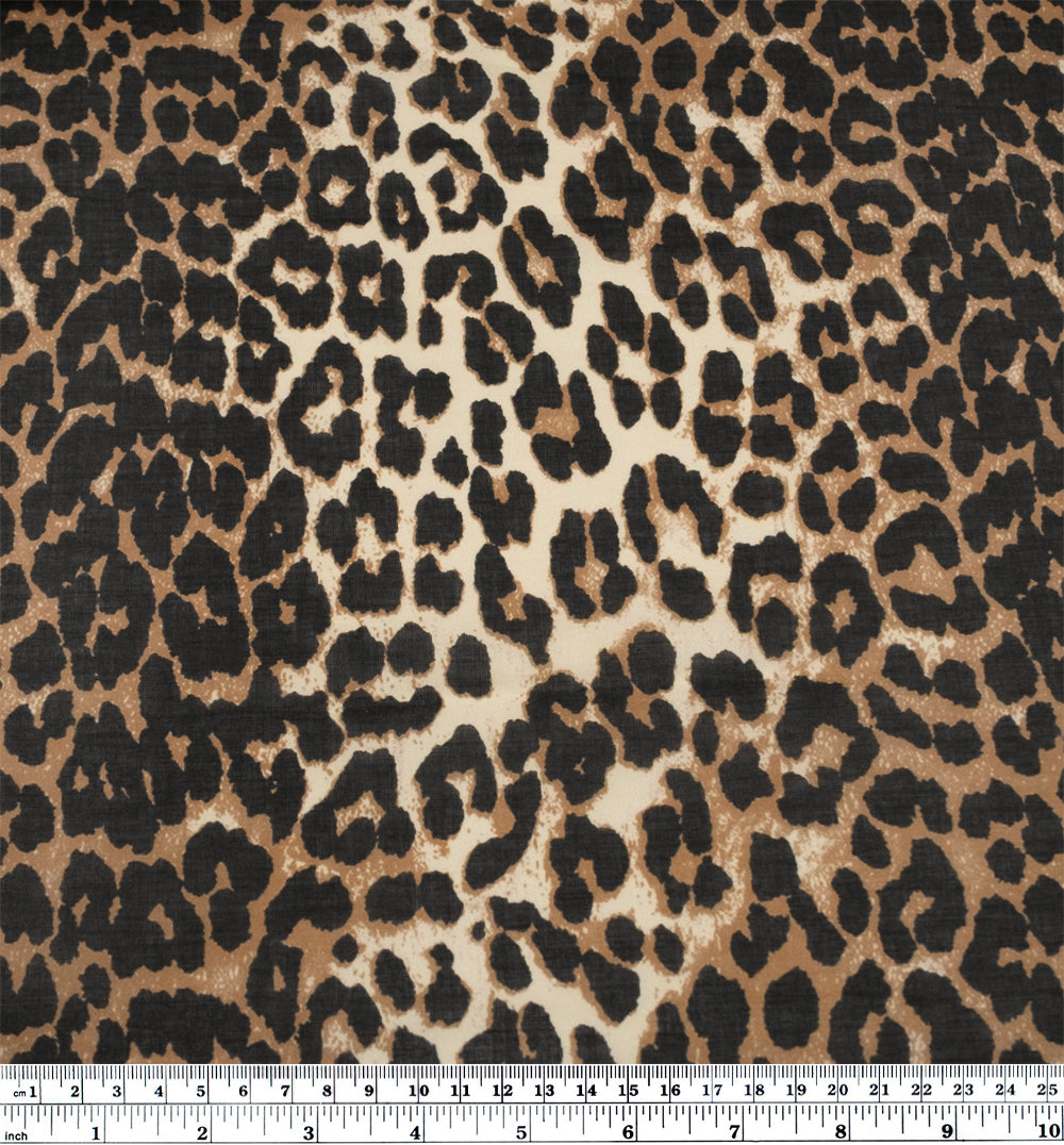 Leopard Printed Cotton Voile - Acorn/Black | Blackbird Fabrics