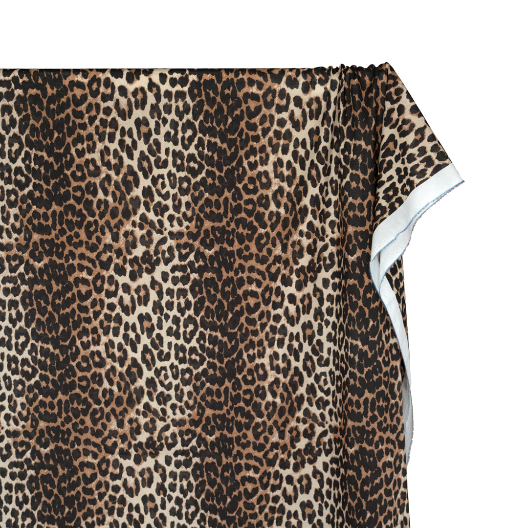 Leopard Printed Cotton Voile - Acorn/Black | Blackbird Fabrics