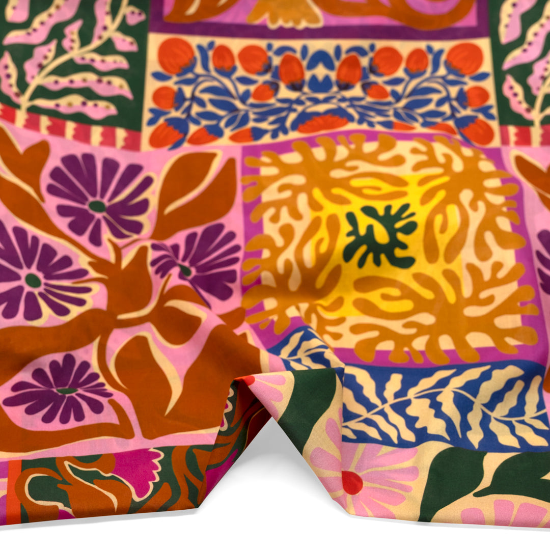 Flower Market Printed Cotton Voile - Bubblegum/Fig/Multi | Blackbird Fabrics