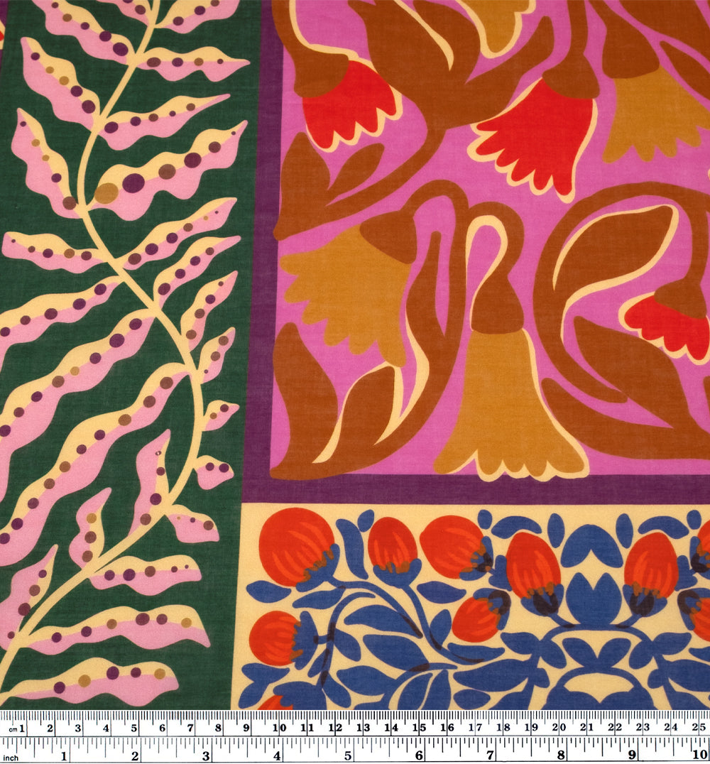 Flower Market Printed Cotton Voile - Bubblegum/Fig/Multi | Blackbird Fabrics