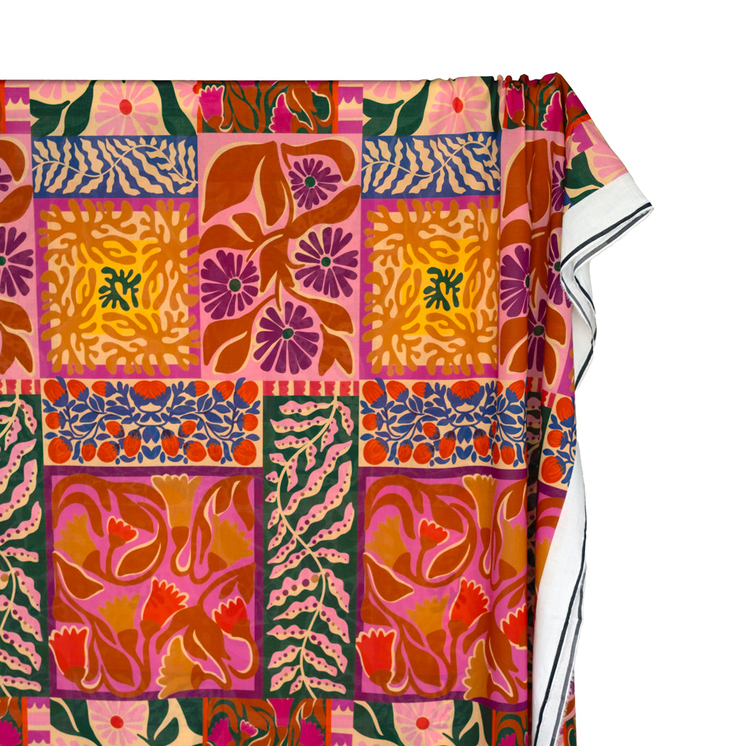 Flower Market Printed Cotton Voile - Bubblegum/Fig/Multi | Blackbird Fabrics