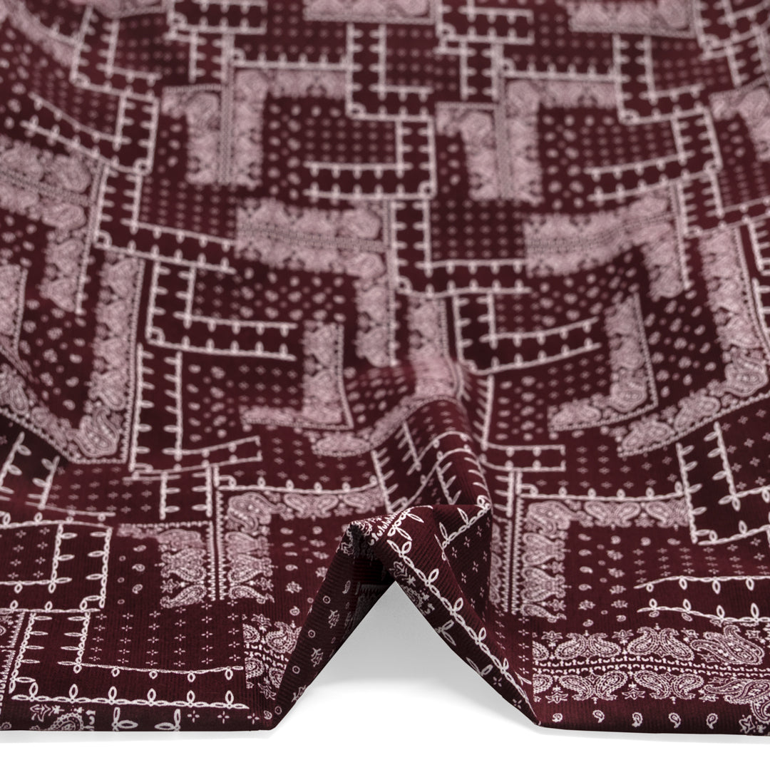 Deadstock Bandana Baby Cord - Maroon | Blackbird Fabrics