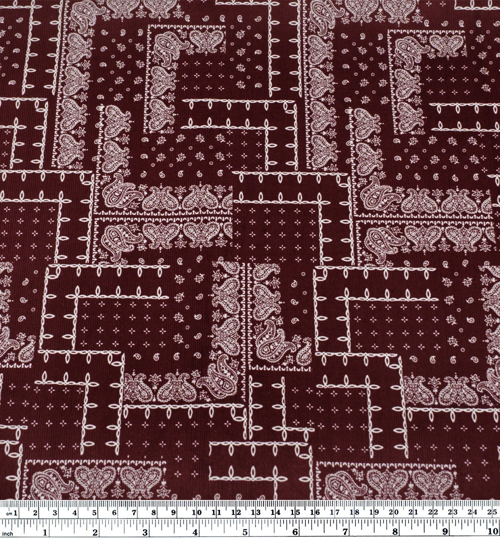 Deadstock Bandana Baby Cord - Maroon | Blackbird Fabrics