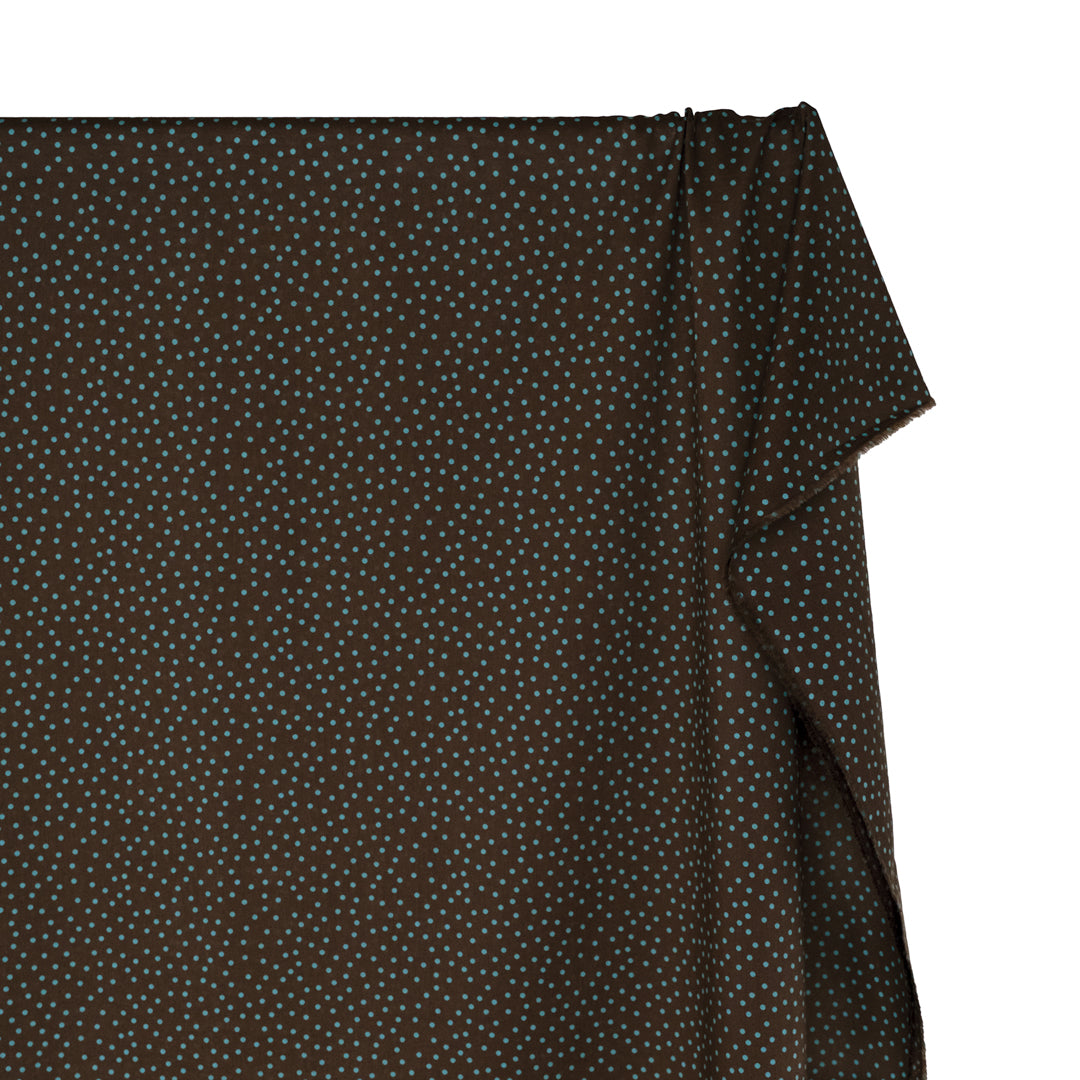 Deadstock Micro Dots Cotton Lawn - Umber/Aqua | Blackbird Fabrics