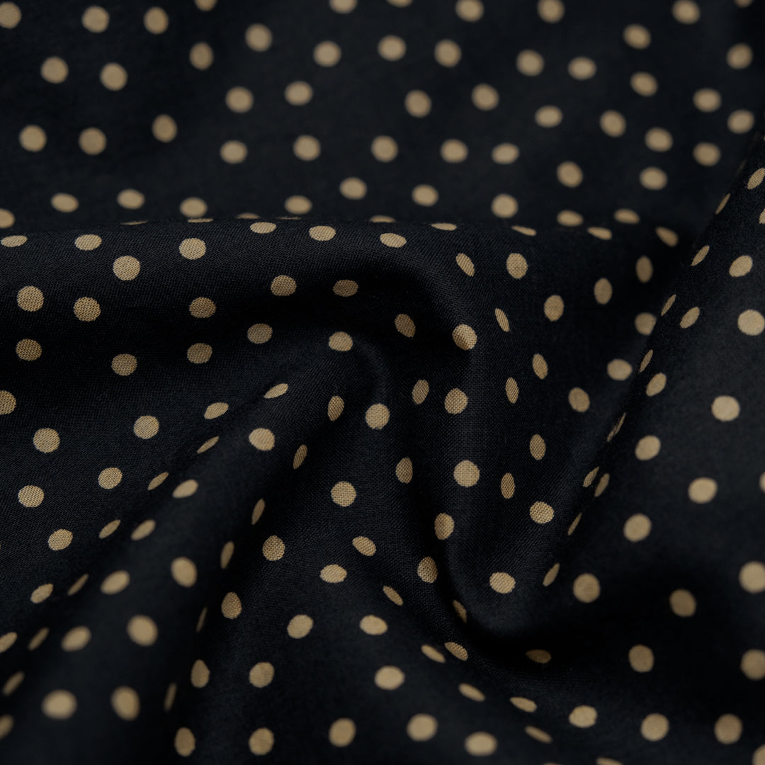 Deadstock Micro Dots Cotton Lawn - Black/Cumin | Blackbird Fabrics